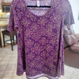 LuLaRoe Short Sleeve Top in Purple and Gold
